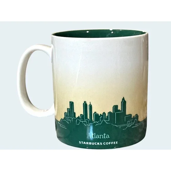 Starbucks Atlanta Collector Series City Mug 16 Oz 2009 Green Interior Skyline Ga - Picture 3 of 8